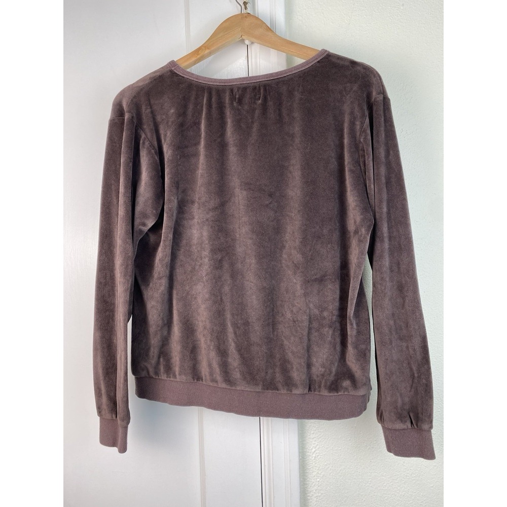 Born Women's M Soft Chocolate Brown Velour Long Sleeve Pullover Top - Picture 4 of 6